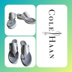 COLE HAAN silver sandals. EUC